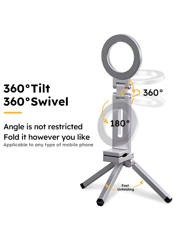 Magic Clip Phone Tripod with Magnetic Ring