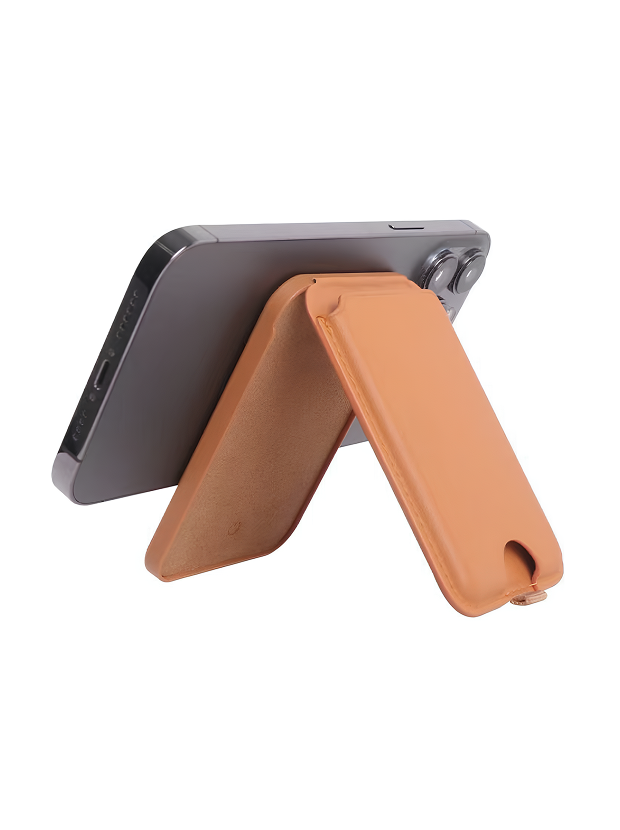 Find My MagSafe® Card Holder & Stand – Obsidian Black / Orange / Forest Emerald