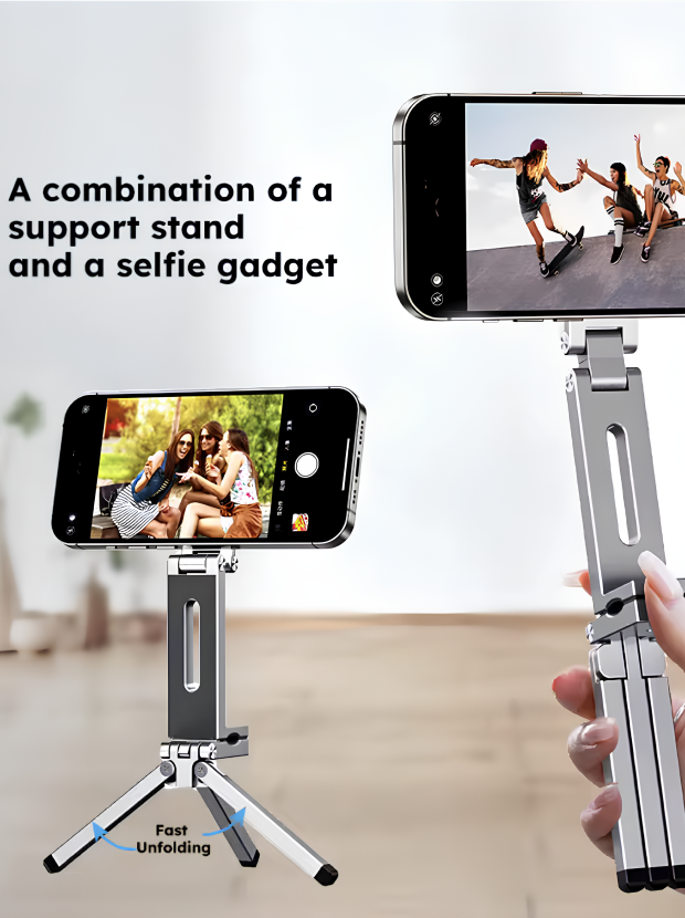 Magic Clip Phone Tripod with Magnetic Ring