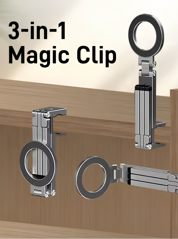 Magic Clip Phone Tripod with Magnetic Ring