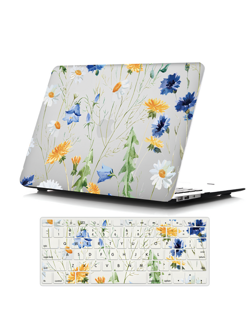 Clear Floral Hard Shell MacBook Case &  Keyboard Cover