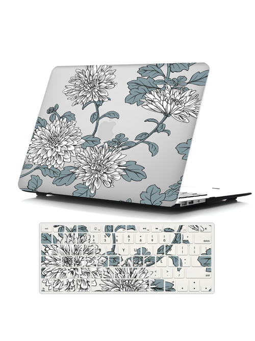 Clear Floral Hard Shell MacBook Case &  Keyboard Cover